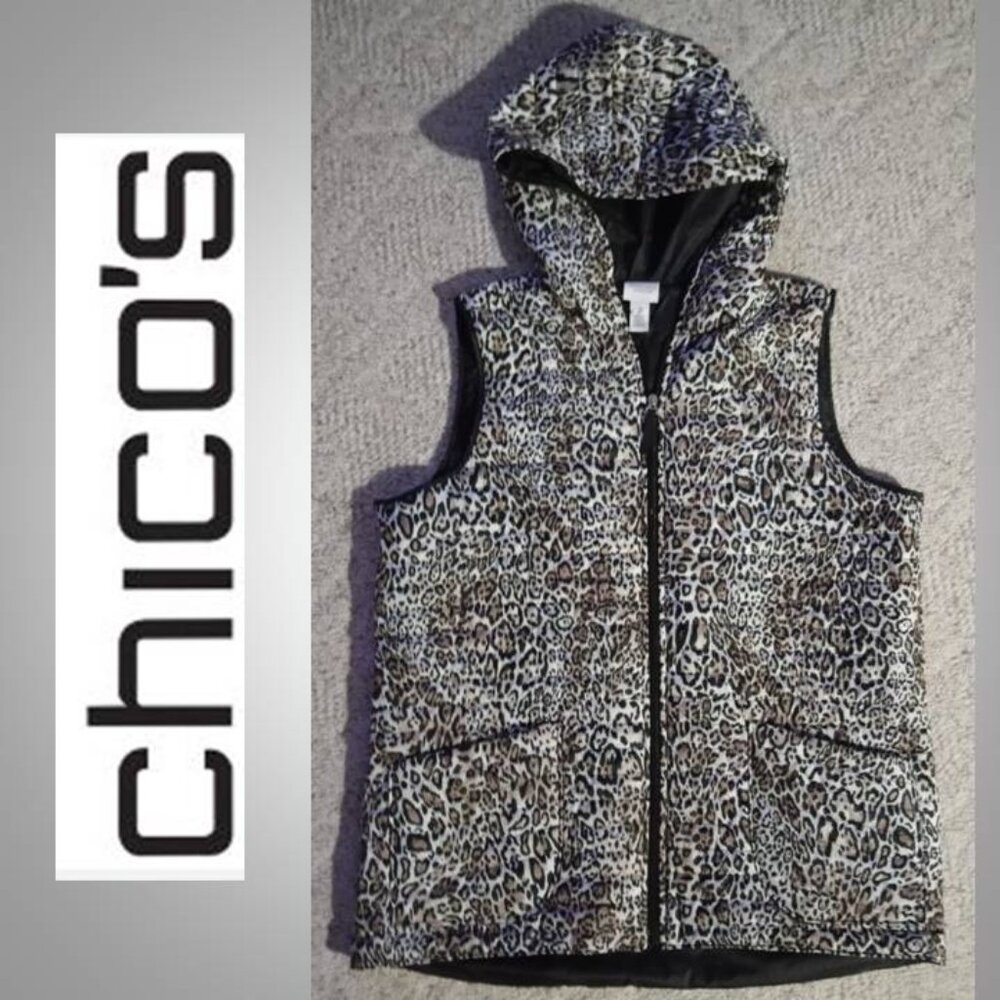 Weekends by Chico's  hooded vest coat jacket women's size Large Chico's size 2 #